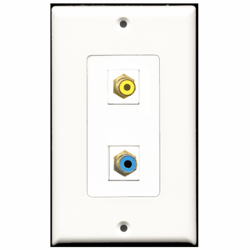 RiteAV - 1 Port RCA Yellow 1 Port RCA Blue  Wall Plate Decora White