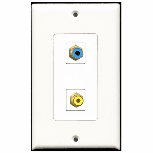 RiteAV - 1 Port RCA Yellow - 1 Port RCA Blue  Wall Plate Decora White
