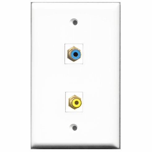 RiteAV - 1 Port RCA Yellow - 1 Port RCA Blue  Wall Plate White
