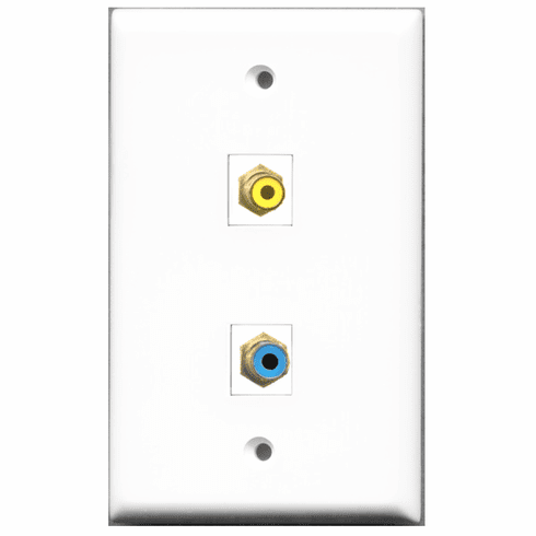 RiteAV - 1 Port RCA Yellow 1 Port RCA Blue  Wall Plate White