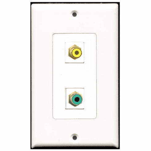 RiteAV - 1 Port RCA Yellow 1 Port RCA Green  Wall Plate Decora White