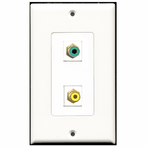 RiteAV - 1 Port RCA Yellow - 1 Port RCA Green  Wall Plate Decora White