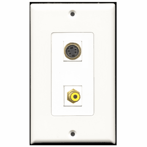 RiteAV - 1 Port RCA Yellow - 1 Port S-Video  Wall Plate Decora White