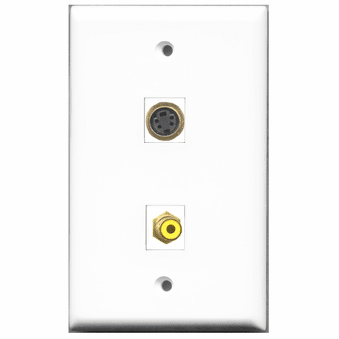 RiteAV - 1 Port RCA Yellow - 1 Port S-Video  Wall Plate White