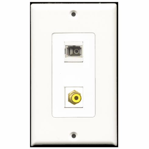 RiteAV - 1 Port RCA Yellow - 1 Port SC Fiber Multimode Simplex Port  Wall Plate Decora White