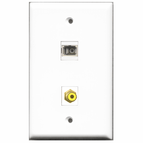 RiteAV - 1 Port RCA Yellow - 1 Port SC Fiber Multimode Simplex Port  Wall Plate White
