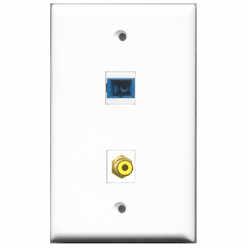 RiteAV - 1 Port RCA Yellow - 1 Port SC Fiber Singlemode Simplex Port  Wall Plate White