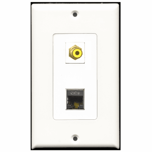 RiteAV - 1 Port RCA Yellow 1 Port Shielded Cat6 Decora Type Wall Plate