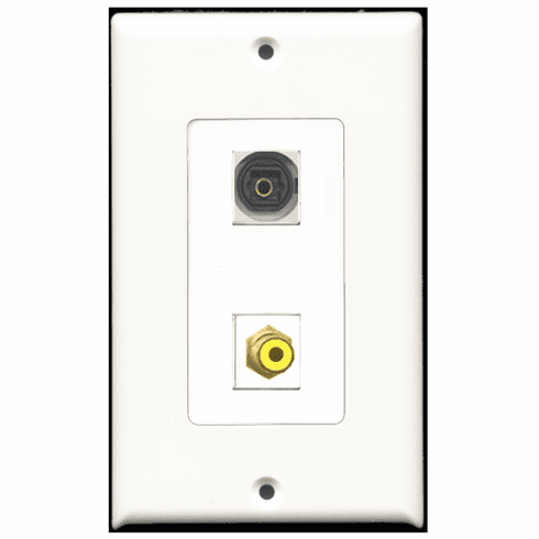 RiteAV - 1 Port RCA Yellow - 1 Port Toslink Digital Audio  Wall Plate Decora White