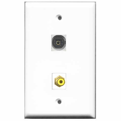 RiteAV - 1 Port RCA Yellow - 1 Port Toslink Digital Audio  Wall Plate White