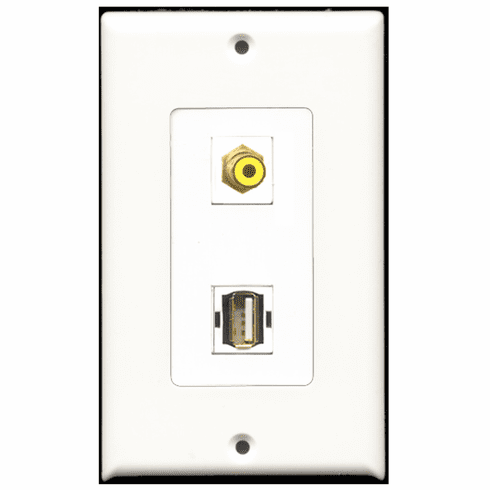 RiteAV - 1 Port RCA Yellow 1 Port USB A-A Decora Type Wall Plate
