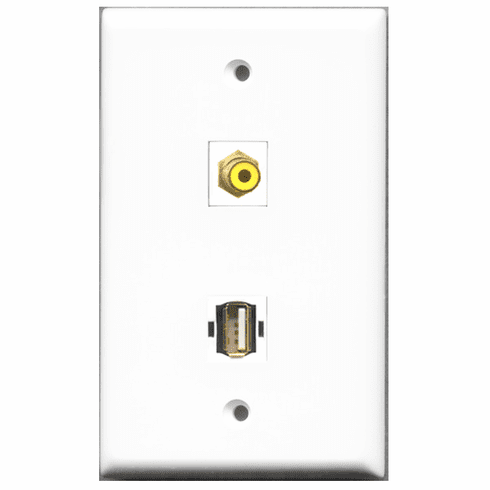 RiteAV - 1 Port RCA Yellow 1 Port USB A-A  Wall Plate