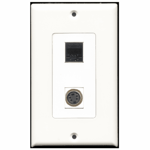 RiteAV - 1 Port S-Video 1 Port Cat5e Black Decora Type Wall Plate