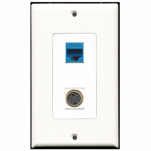 RiteAV - 1 Port S-Video 1 Port Cat5e Blue Decora Type Wall Plate