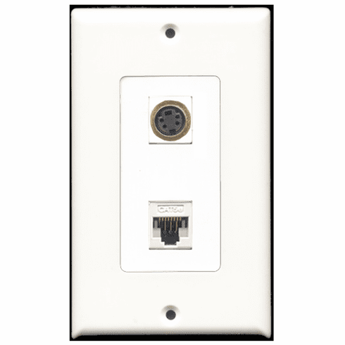 RiteAV - 1 Port S-Video - 1 Port Cat5e Ethernet White  Wall Plate Decora White