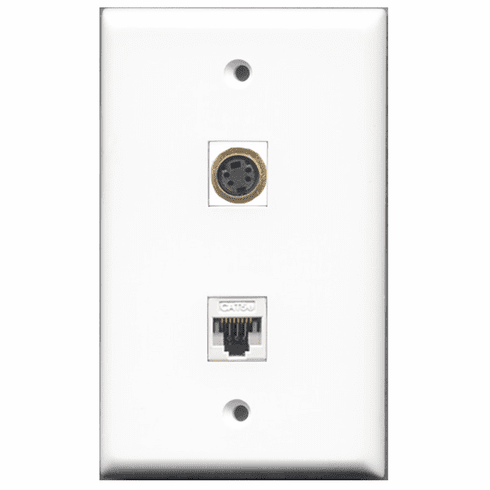 RiteAV - 1 Port S-Video - 1 Port Cat5e Ethernet White  Wall Plate White