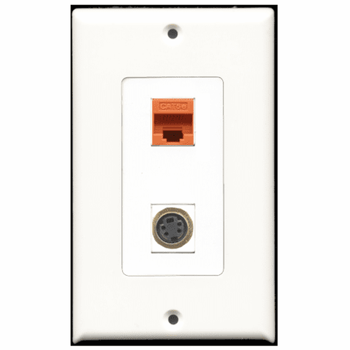 RiteAV - 1 Port S-Video 1 Port Cat5e Orange Decora Type Wall Plate