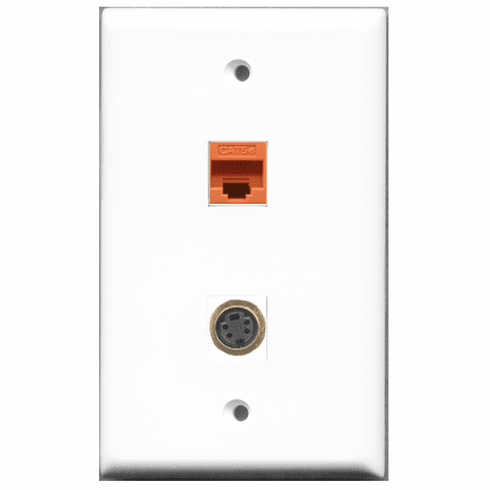 RiteAV - 1 Port S-Video 1 Port Cat5e Orange  Wall Plate