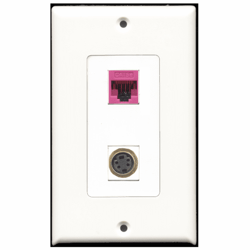 RiteAV - 1 Port S-Video 1 Port Cat5e Pink Decora Type Wall Plate