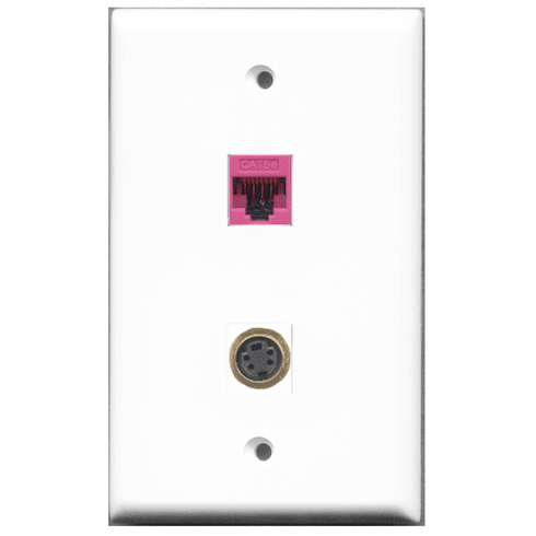 RiteAV - 1 Port S-Video 1 Port Cat5e Pink  Wall Plate