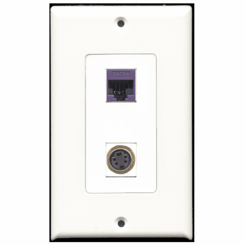 RiteAV - 1 Port S-Video 1 Port Cat5e Purple Decora Type Wall Plate