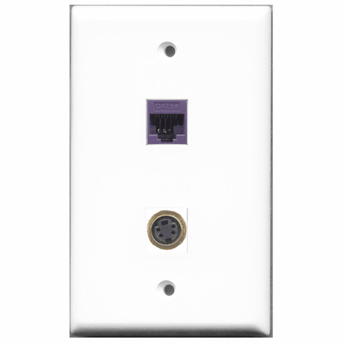 RiteAV - 1 Port S-Video 1 Port Cat5e Purple  Wall Plate