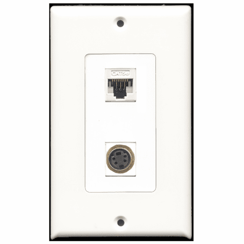 RiteAV - 1 Port S-Video 1 Port Cat5e White Decora Type Wall Plate
