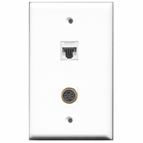 RiteAV - 1 Port S-Video 1 Port Cat5e White  Wall Plate