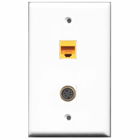 RiteAV - 1 Port S-Video 1 Port Cat5e Yellow  Wall Plate