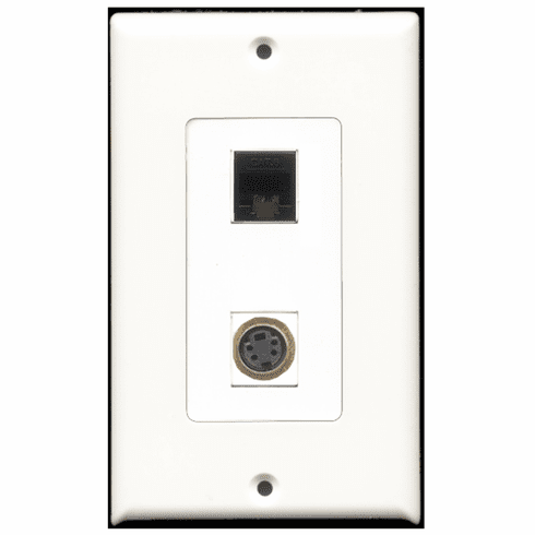 RiteAV - 1 Port S-Video 1 Port Cat6 Black Decora Type Wall Plate