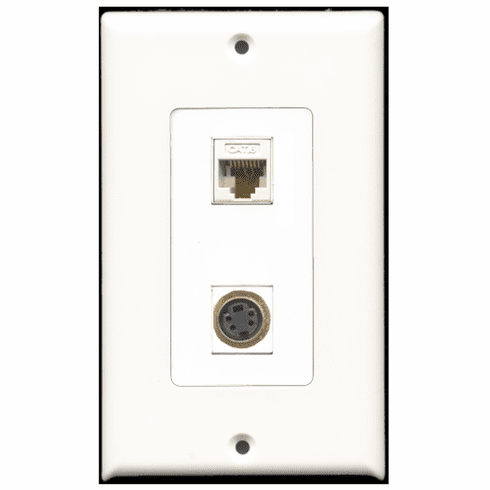 RiteAV - 1 Port S-Video 1 Port Cat6 White Decora Type Wall Plate
