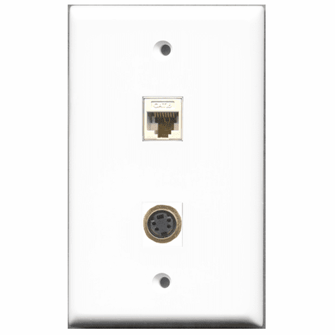 RiteAV - 1 Port S-Video 1 Port Cat6 White  Wall Plate