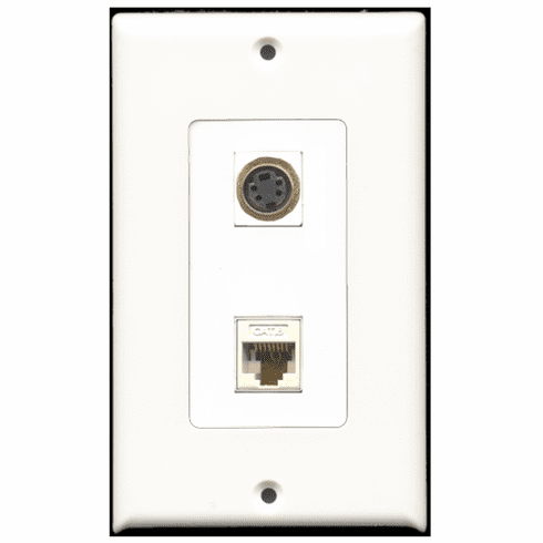 RiteAV - 1 Port S-Video 1 Port Cat6 White  Wall Plate Decora White