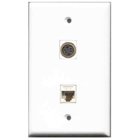 RiteAV - 1 Port S-Video 1 Port Cat6 White  Wall Plate White