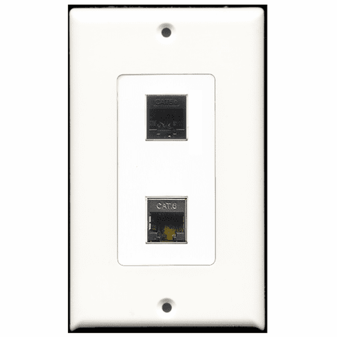 RiteAV - 1 Port Shielded Cat6 1 Port Cat5e Black Decora Type Wall Plate