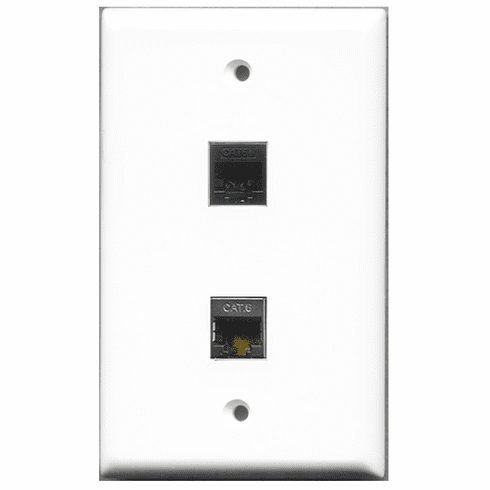 RiteAV - 1 Port Shielded Cat6 1 Port Cat5e Black  Wall Plate