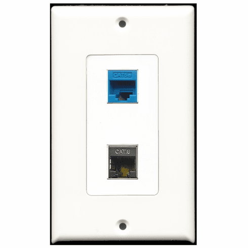 RiteAV - 1 Port Shielded Cat6 1 Port Cat5e Blue Decora Type Wall Plate