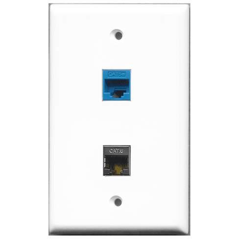 RiteAV - 1 Port Shielded Cat6 1 Port Cat5e Blue  Wall Plate