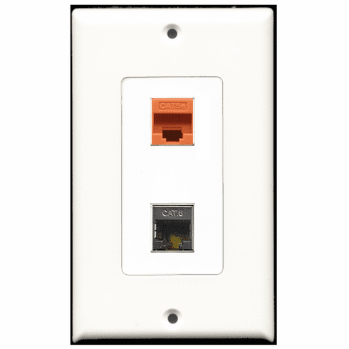 RiteAV - 1 Port Shielded Cat6 1 Port Cat5e Orange Decora Type Wall Plate