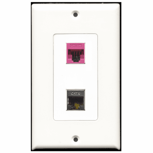 RiteAV - 1 Port Shielded Cat6 1 Port Cat5e Pink Decora Type Wall Plate