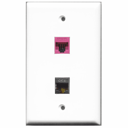 RiteAV - 1 Port Shielded Cat6 1 Port Cat5e Pink  Wall Plate