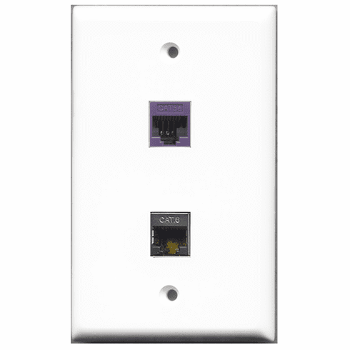 RiteAV - 1 Port Shielded Cat6 1 Port Cat5e Purple  Wall Plate
