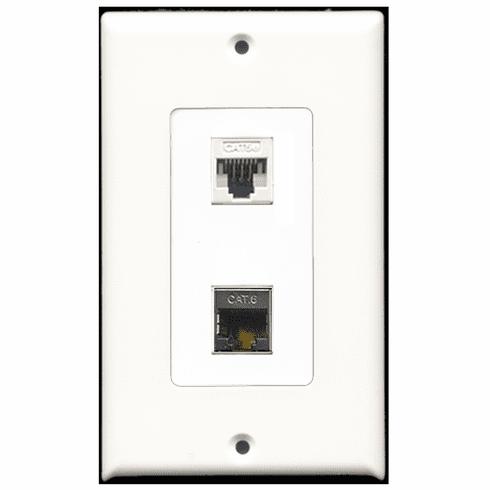 RiteAV - 1 Port Shielded Cat6 1 Port Cat5e White Decora Type Wall Plate