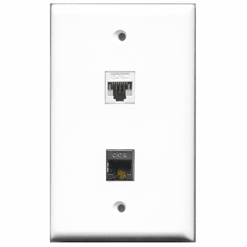 RiteAV - 1 Port Shielded Cat6 1 Port Cat5e White  Wall Plate