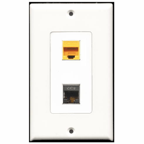 RiteAV - 1 Port Shielded Cat6 1 Port Cat5e Yellow Decora Type Wall Plate