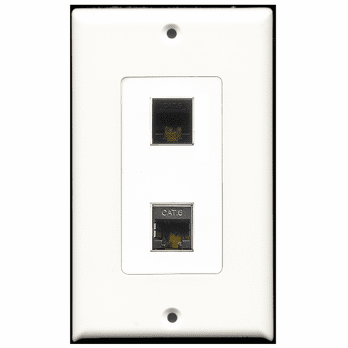 RiteAV - 1 Port Shielded Cat6 1 Port Cat6 Black Decora Type Wall Plate