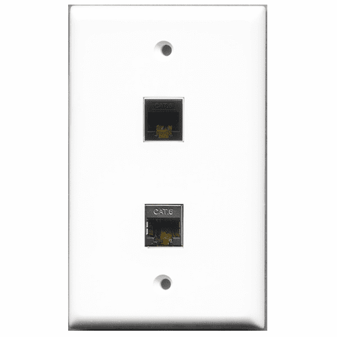 RiteAV - 1 Port Shielded Cat6 1 Port Cat6 Black  Wall Plate