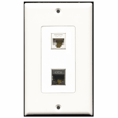 RiteAV - 1 Port Shielded Cat6 1 Port Cat6 White Decora Type Wall Plate