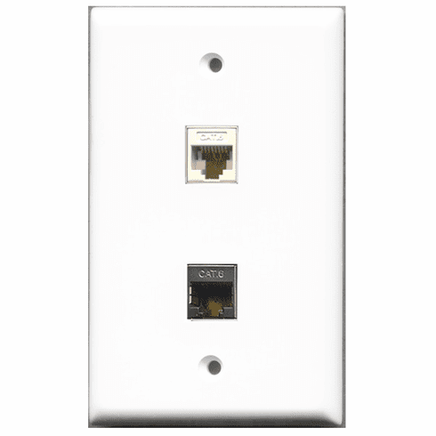 RiteAV - 1 Port Shielded Cat6 1 Port Cat6 White  Wall Plate