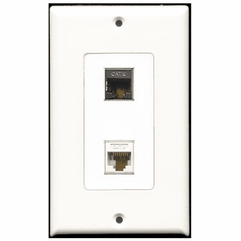 RiteAV - 1 Port Shielded Cat6 1 Port Cat6 White  Wall Plate Decora White